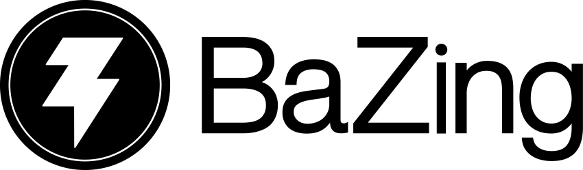 BaZing logo with lightning bolt in black