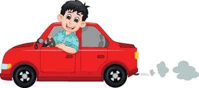 Illustration of person in car.