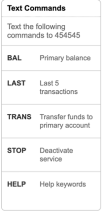 Table of text commands.