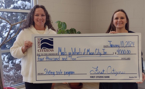 $4,000 donation to Mason City Meals on Wheels for the Sliding Scale Program