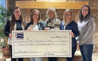 $3,500 donation to Mora Elementary School for their Imagination Library. Pictured is Annie H and Carrie S from Mora Elementary School with FCB employees Allison W, Courtney A and Mellissa S.