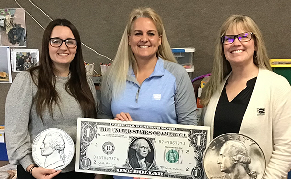 Bridget, Kim, and Kristi taught financial literacy to a Central Springs Elementary class