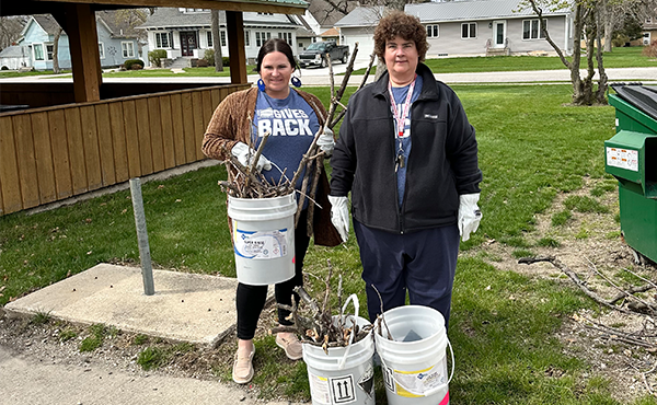 Sarah and Judy helped clean up for Earth Day in Kanawha