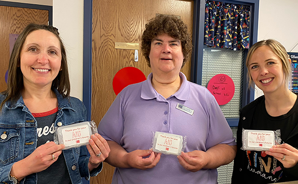 Kanawha&#039;s Judy V presented West Hancock teachers with a gift during Teacher Appreciation Week