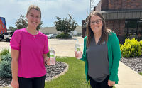 Charles City staff Abby and Brittany passed out waters to downtown construction workers on a hot day