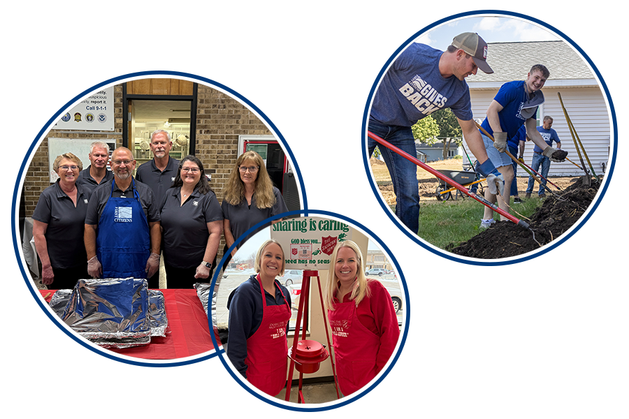 three images of employees volunteering in our communities