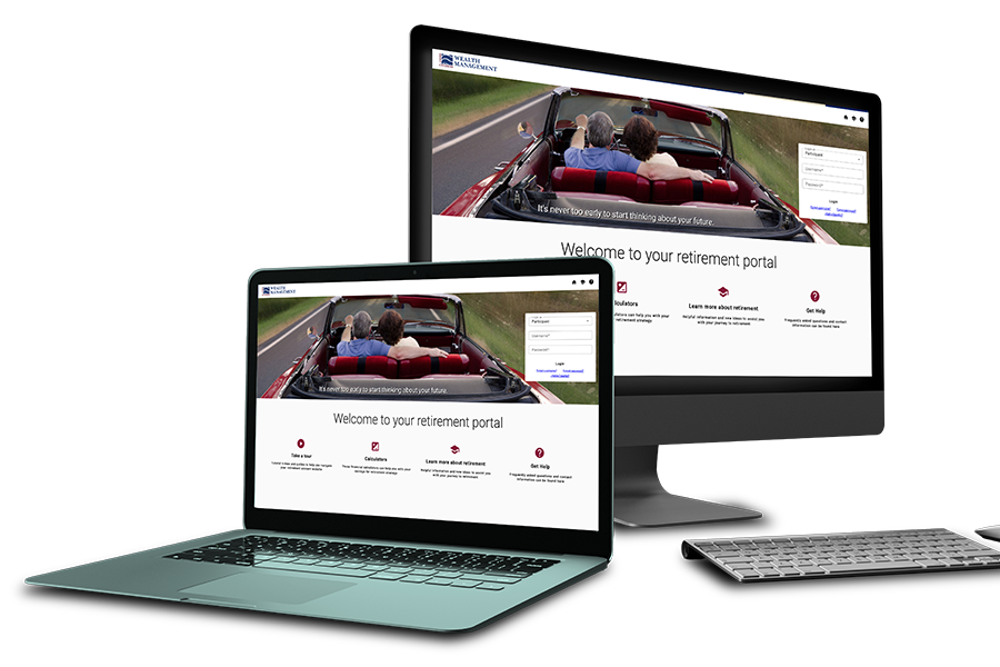 preview of retirement plan services login on a laptop and desktop