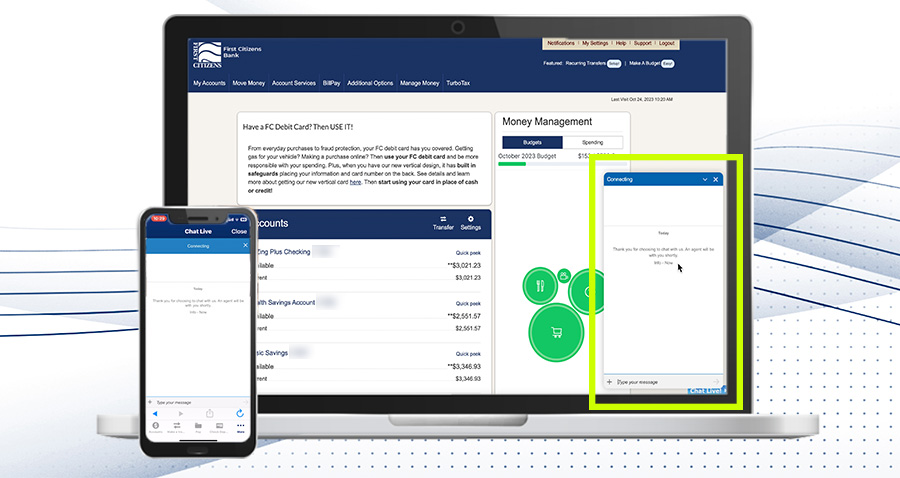 laptop and smartphone with eStatements on screen