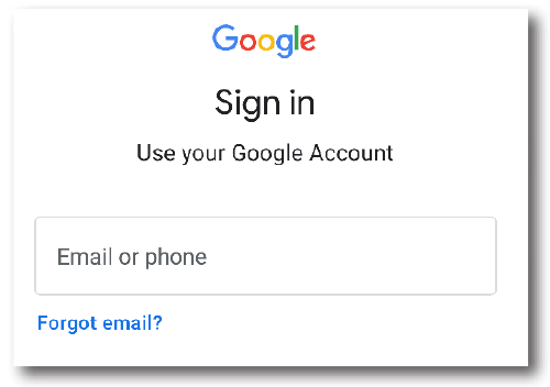 Screen capture of Google sign-in